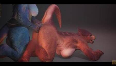 Wild Life Dragon Lesbian Love Red & Blue Scalie