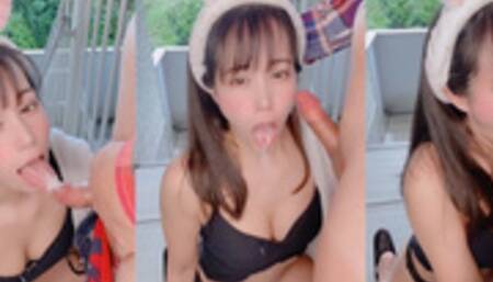 無修正　野外露出　フェラ