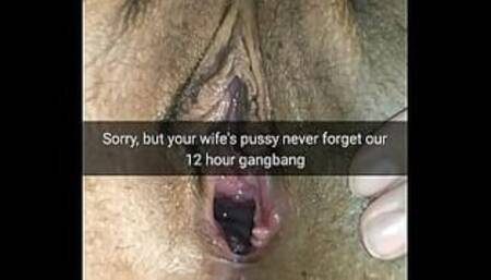 Snap chat cheating slutty wife bareback sex and cuckold captions compilation! - Not inside- not cheating - Milky Mari