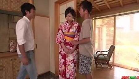 Yuna Shiratori feels generous with these big dongs - More at Japanesemamas com