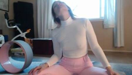 Aurora Willows Doing yoga wheel headstand practice, See my profile for my links to more content