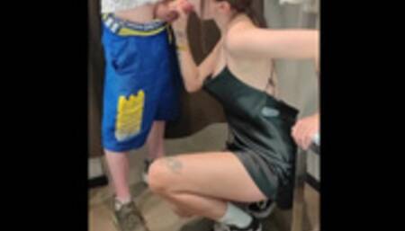 Blowjob in the Store's Fitting Room in exchange for a dress !
