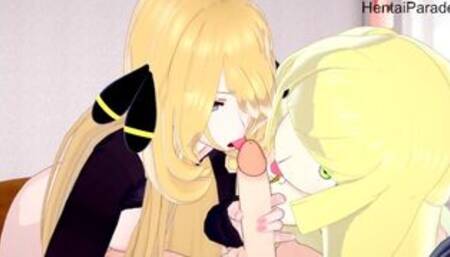 Cynthia and Lusamine for great Threesome Pokemon [Hentai 3D]