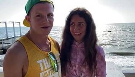 Cuckold watches his slut wife fucking with stranger and stranger cum in cuckold mouth