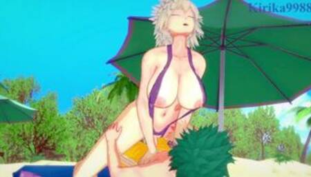 Mitsuki Bakugo and Izuku Midoriya have intense sex on the beach. - My Hero Academia Hentai
