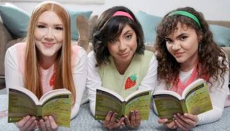 Reading a naughty book ends in wild foursome