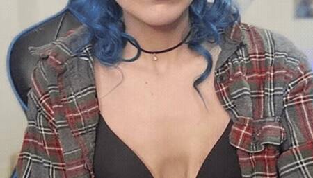 Goth Girl Smoking in Black Bra with Flannel