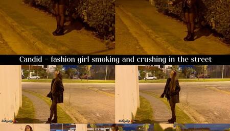 Candid - fashion girl smoking and crushing in the street