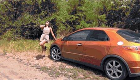 Beautiful shoes on the gas pedal b