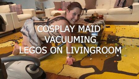 COSPLAY MAID VACUUMING LEGOS ON LIVINGROOM (2n cam)