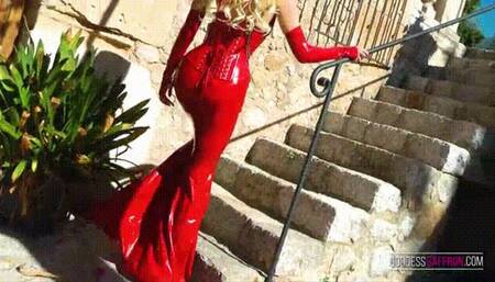 ROYAL Red Latex GOWN