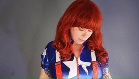 Ms Captain America HORNY GROWTH Distracts her! WMV 1080 Masturbation, Clothes Destruction