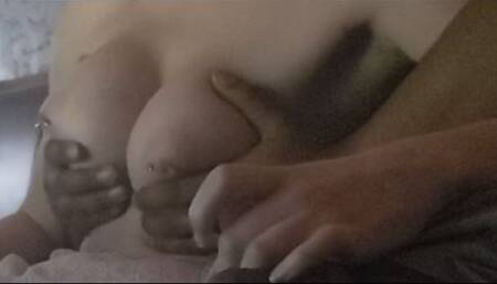 Grad Student Gets Her Tits Played With While Edging a Hard Cock