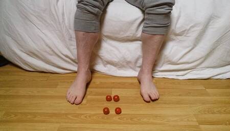 Crushing tomatoes underneath my strong male feet