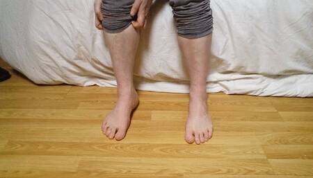 Crushing raw eggs under my big male feet