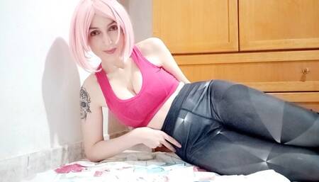 Hot step-daughter wets yoga pants!