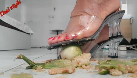 Muai vegetables crush in clear high heels 3