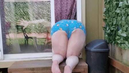 BBW Stuck Twice in the Broken Sliding Glass Door *HD