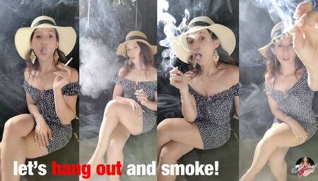 Hanging Out and Smoking in a Super Short Dress