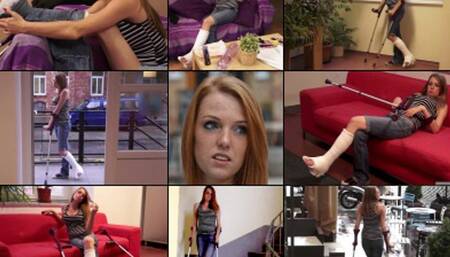 Kelly Term SLWC with Toe Spica, Pregnant and Getting Ready To Crutch in the Rain (in HD 1920 X 1080)