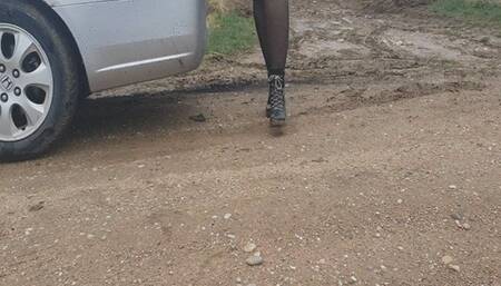 Under Pedal Driving Honda in Dirty Ankle Boots WMV