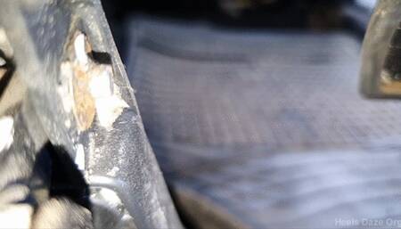 Extreme Close Up Driving Honda Under Pedal in Dirty Ankle Boots