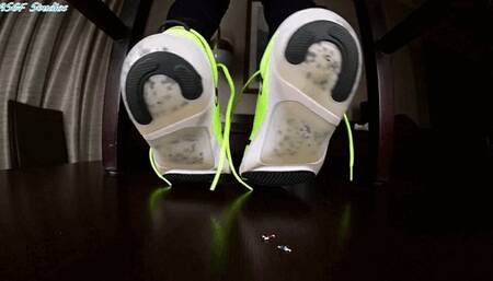 MS Chen unaware of tinys while she dips out of her sneakers   - MP4