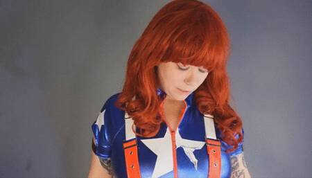 Ms Captain America HORNY GROWTH Distracts her! WMV 720 Masturbation, Clothes Destruction