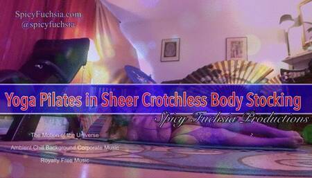 Yoga Pilates in Sheer Crotchless Body Stocking, wmv