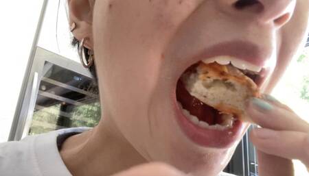 Aurora Devours Homemade Pizza