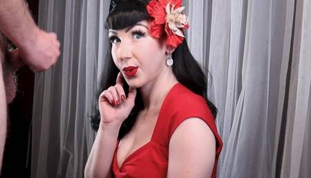 Pinup Sucks Cock & Gets a Facial & Cum in Her Styled Hair