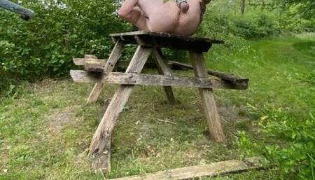 Risky naked outdoor