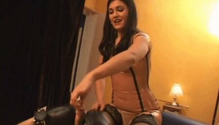 Cruel Brunette Punishes Man with Endless Tugjob (MP4)