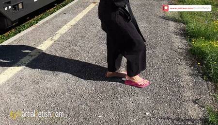 Olha outdoor karate at the train yard