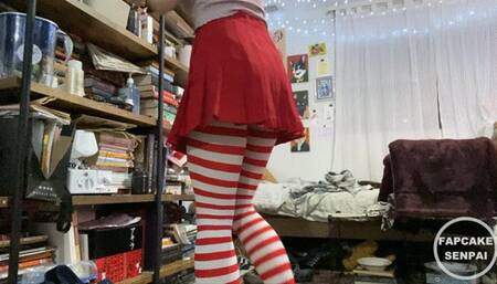 Cleaning My Room in Red Stockings
