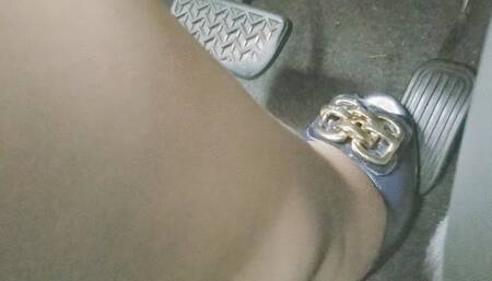 Driving Navy Blue 5inch Peep Toe Pumps