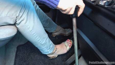 Pedal Challenge - Alena's driving and revving engine of an old VAN (4K)