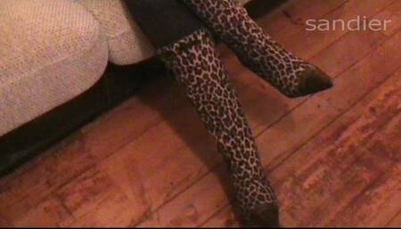 Cum in pointy leopard boots shoejob