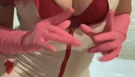 Mistress Red Devil Sexy Nurse with Latex Gloves Part 2  Hd