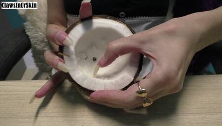 Nails In Action - nails scratching coconut inside