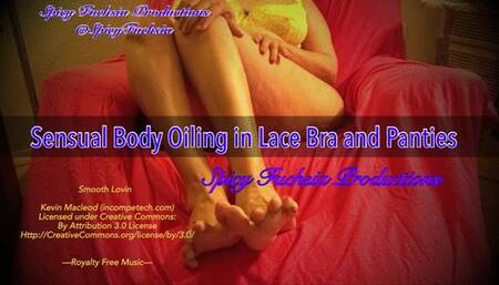 Sensual Body Oiling in Lace Bra and Panties, 720 SD mp4