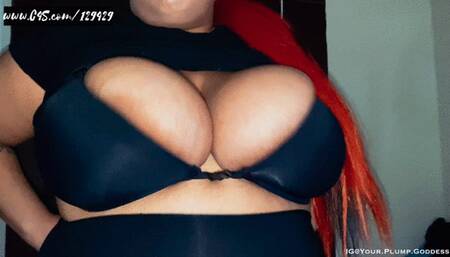 Ebony BBW Redd’s overloaded bra