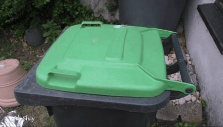 Muellfotze rein in meine Muelltonne