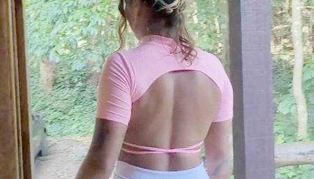 Goddess Lolah exercising in her white leggings