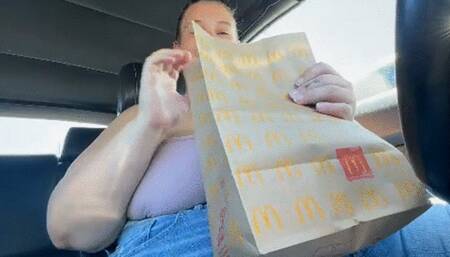 Belly Eating McD In Car
