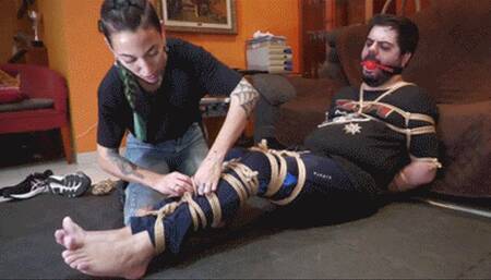 Kevin tied up and gagged by Pilu!