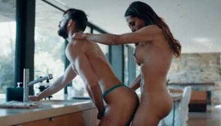 Shemale stepmom barebacks hunk stepson