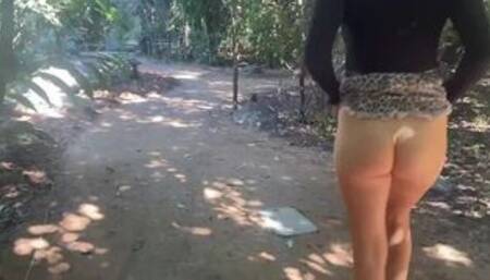 Horny hot baby girl public rainforest flashing