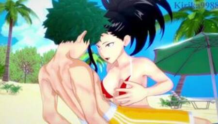 Momo Yaoyorozu and Izuku Midoriya have intense sex on the beach. - My Hero Academia Hentai