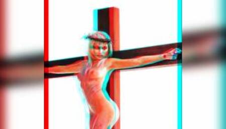 Female Jesus Crucified Naked 3D
